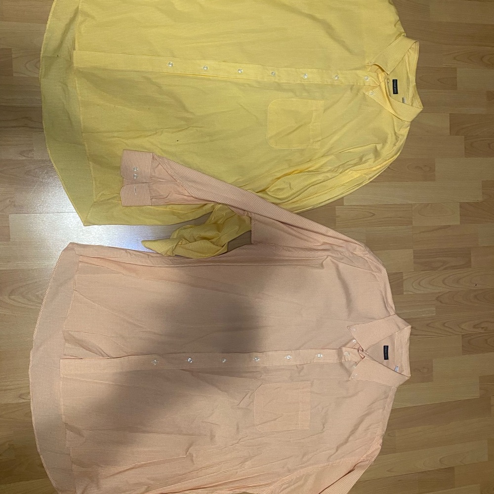Yellow and Peach Button-Up Shirts